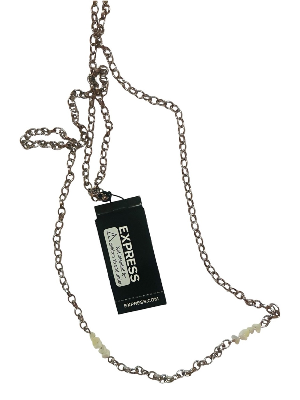 New NWT Silver Chain Shell Chip bead Minimalist Necklace $20 Retail Tag